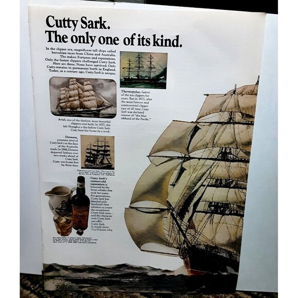1971 Cutty Sark Whiskey Clipper Era Ship Original Vintage Print Ad - Picture 1 of 1